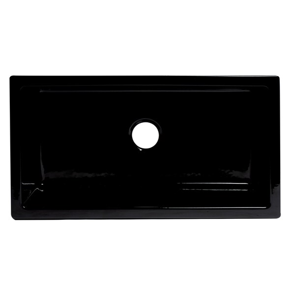 Black Gloss 33 X 18 Reversible Fluted / Smooth Fireclay Farm Sink